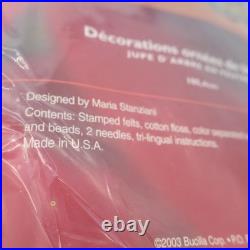 NEW Vintage Bucilla Jeweled Ornaments 41.5 Felt Christmas Tree Skirt Kit #84964