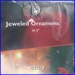 NEW Vintage Bucilla Jeweled Ornaments 41.5 Felt Christmas Tree Skirt Kit #84964