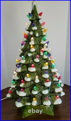 NICE! Vintage 90 Light 18 Holland Mold Ceramic Christmas Tree Glitter Flocked