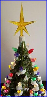 NICE! Vintage 90 Light 18 Holland Mold Ceramic Christmas Tree Glitter Flocked