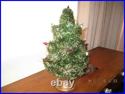 Nice Vintage 1950s Tabletop Christmas Tree Visca, Glass Candles & Orig Base