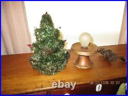 Nice Vintage 1950s Tabletop Christmas Tree Visca, Glass Candles & Orig Base