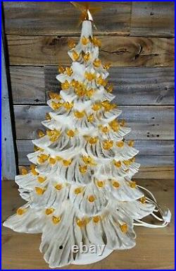 Nowell Mold Ceramic Lighted Christmas Tree 18 Bird Lights 3 Piece Vintage