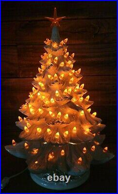 Nowell Mold Ceramic Lighted Christmas Tree 18 Bird Lights 3 Piece Vintage
