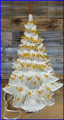 Nowell Mold Ceramic Lighted Christmas Tree 18 Bird Lights 3 Piece Vintage Retro