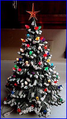 Nowell Molds 23 Ceramic Lighted Christmas Tree Flocked Vtg 84 Bulb EXCELLENT