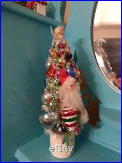 OOAK Christmas Bottle Brush Tree in Vintage Holt Howard Pixie Mug Plus Girl