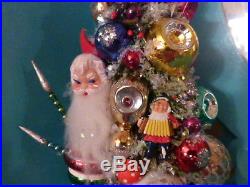 OOAK Christmas Bottle Brush Tree in Vintage Holt Howard Pixie Mug Plus Girl