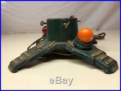 Old Vtg Cast Iron Electric Lights Christmas Tree Stand Decorative WORKING