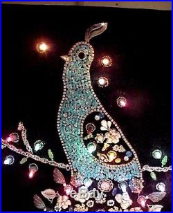 Ooak! Vintage Lighted Jewelry Christmas Partridge Bird In A Pear Tree Wall Art