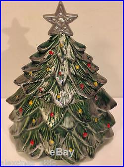 Original Authentic Vintage 1959 MCCOY Christmas Tree Cookie Jar Silver Star Snow