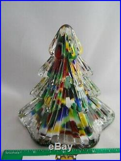 Original Vintage Art Glass Prestige Art Glass Christmas Tree Paperweight 4 #287