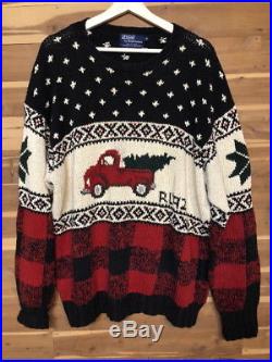 POLO RALPH LAUREN Vintage Sweater TRUCK/CHRISTMAS TREE RL 92 Fresh Prince XL
