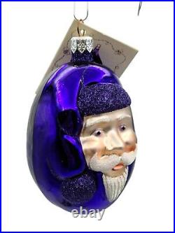Patricia Breen Jelly Bean Santa Claus Purple Shiny Christmas Tree Ornament