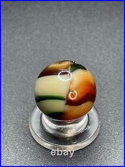 Peltier Christmas Tree Marble RARE Tan Base Burnt Christmas Tree Vintage Marbles