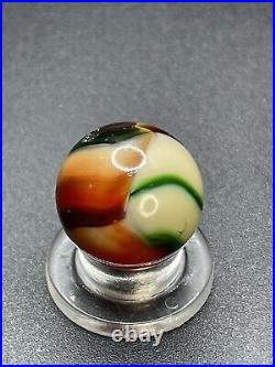 Peltier Christmas Tree Marble RARE Tan Base Burnt Christmas Tree Vintage Marbles