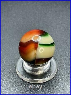 Peltier Christmas Tree Marble RARE Tan Base Burnt Christmas Tree Vintage Marbles