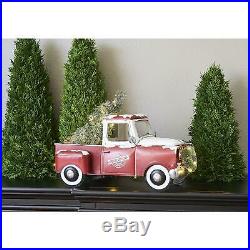 Pre-Lit Battery-Operated LED Holiday Christmas Tree Vintage Metal Truck