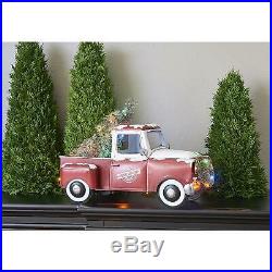 Pre-Lit Battery-Operated LED Holiday Christmas Tree Vintage Metal Truck