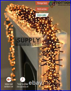 Premier 3000 Vintage GOLD LED Christmas Cluster String Fairy Xmas Tree Lights