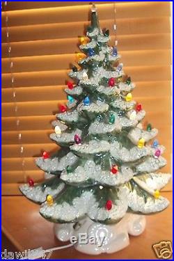 Prettiest VINTAGE Ceramic FLOCKED LIGHTS Christmas Tree On Ebay Huge 20 Musical