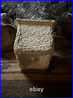 Primitive Vintage Tinsel Tree In Paper Mache Pot Early Cabin Goods