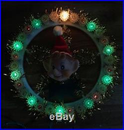 RARE 1960s Vintage Knee Hugger Pixie Elf Christmas Tree Topper in Box Flashing
