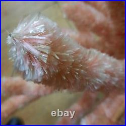 RARE ANTIQUE Vintage 1950 PINK CHENILLE BottleBrush CHRISTMAS TREE Pipe Cleaner