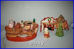 RARE HTF Vintage Ceramic Christmas Tree Santa Claus Elf House Snow Lighted Organ