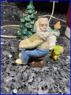 RARE HTF Vintage Ceramic Christmas Tree Santa Claus Elf House Snow Lighted Organ