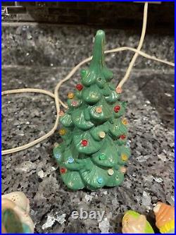 RARE HTF Vintage Ceramic Christmas Tree Santa Claus Elf House Snow Lighted Organ