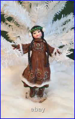 RARE Traditional Russian Vintage Style Cotton Doll Christmas Tree Toy Ornament RARE Traditional Russian Vintage Style Cotton Doll Christmas Tree Toy Ornament