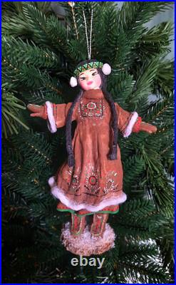 RARE Traditional Russian Vintage Style Cotton Doll Christmas Tree Toy Ornament