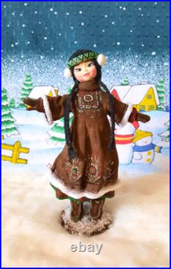 RARE Traditional Russian Vintage Style Cotton Doll Christmas Tree Toy Ornament