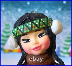 RARE Traditional Russian Vintage Style Cotton Doll Christmas Tree Toy Ornament