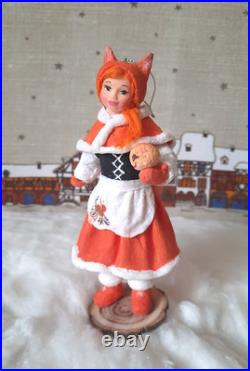 RARE Traditional Russian Vintage Style Cotton Doll Christmas Tree Toy Ornament