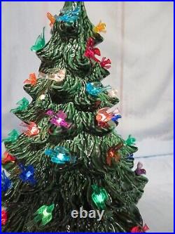 RARE VINTAGE 16 CERAMIC LIGHTED CHRISTMAS TREE WithBIRD ORNAMENTS LG STAR TOP