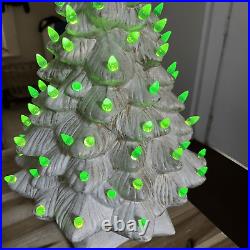 RARE VINTAGE 18 CERAMIC CHRISTMAS TREE White Textured Ceramic With Star