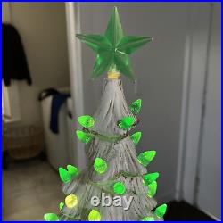 RARE VINTAGE 18 CERAMIC CHRISTMAS TREE White Textured Ceramic With Star