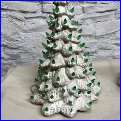 RARE VINTAGE 18 CERAMIC CHRISTMAS TREE White Textured Ceramic With Star