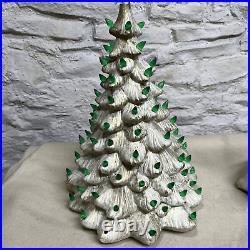 RARE VINTAGE 18 CERAMIC CHRISTMAS TREE White Textured Ceramic With Star