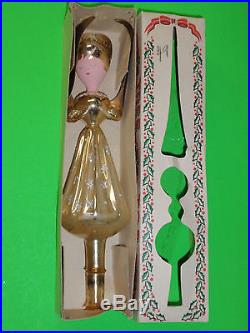 RARE VINTAGE CHRISTMAS HAND MADE ITALY BLOWN GLASS GOLD ANGEL XMAS TREE TOPPER