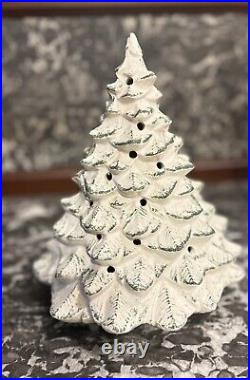RARE VTG 9 McCOY Ltd. USA CERAMIC CHRISTMAS TREE White With Some Green-No Lights