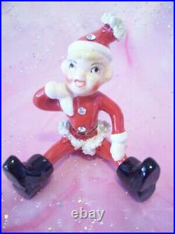 RARE VTG Christmas Lefton Japan Santa Elf Pixie Boy Reindeer Bottle Brush Tree