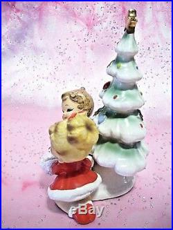 RARE VTG Josef Christmas Tree with Little Girl w Doll & Boy w Car Figurine