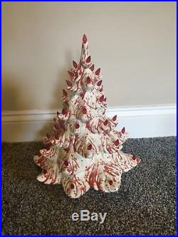 RARE Vintage 17 Ceramic Atlantic Mold White with Red Splatter Christmas Tree