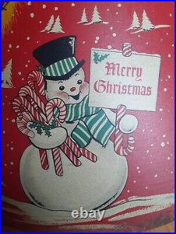 RARE Vintage 1950's Red Litho Coloramic Snowman Christmas Tree Stand USA