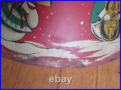 RARE Vintage 1950's Red Litho Coloramic Snowman Christmas Tree Stand USA