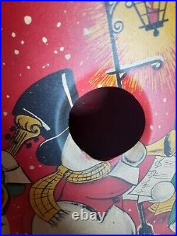 RARE Vintage 1950's Red Litho Coloramic Snowman Christmas Tree Stand USA