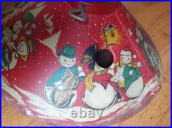 RARE Vintage 1950's Red Litho Coloramic Snowman Christmas Tree Stand USA